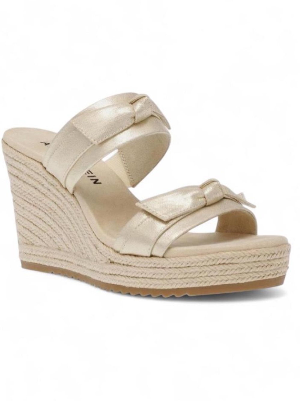 Anne Klein Metallic Gold Espadrille Wedge Slide